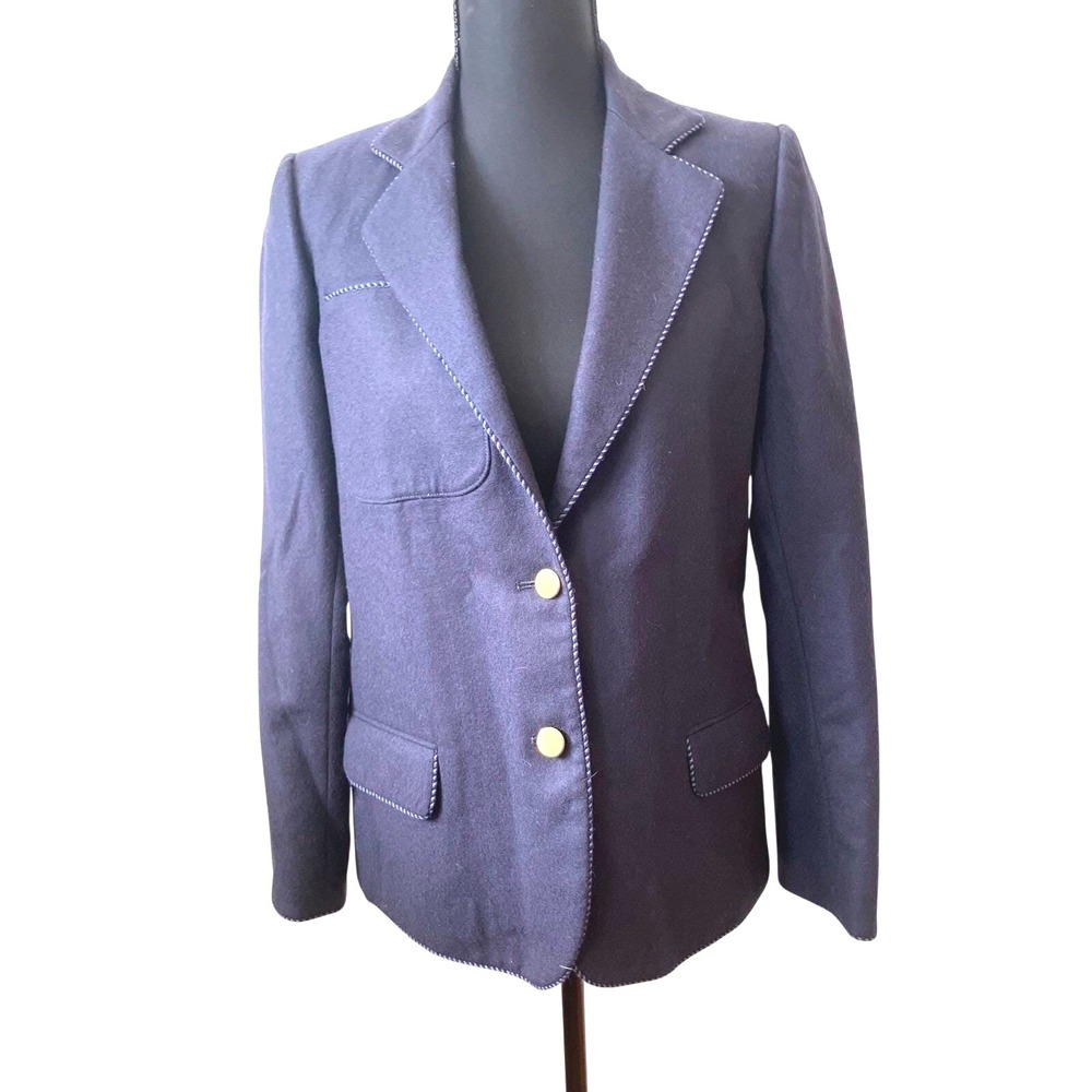 Harve Benard 100% Wool Blazer Navy Blue Gold Button‎ Size 4